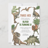 Trois Rex 3 ans Anniversaire Dinosaures invitation (Devant)