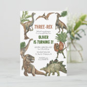 Trois Rex 3 ans Anniversaire Dinosaures invitation (Debout devant)