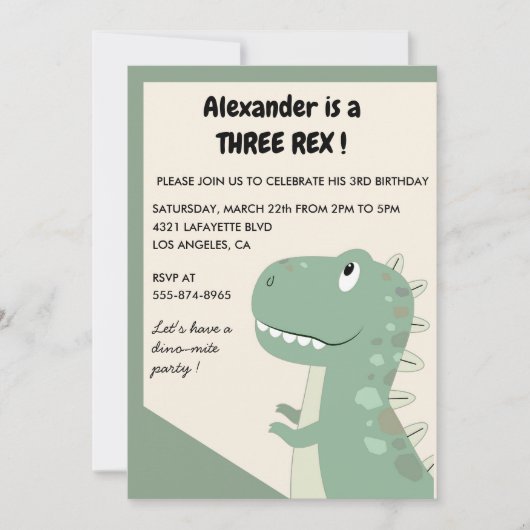 Trois rex anniversaire invitation 3 rex Cute boy (Devant)
