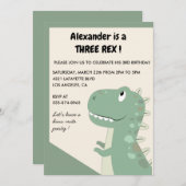 Trois rex anniversaire invitation 3 rex Cute boy (Devant / Derrière)
