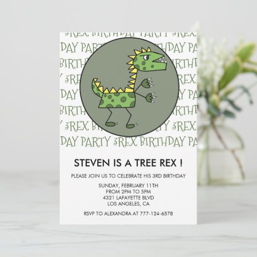 Trois rex anniversaire invitation dinosaure 3ème e (Debout devant)