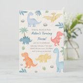 Trois Rex Dinosaur 3e Invitation d'anniversaire (Debout devant)