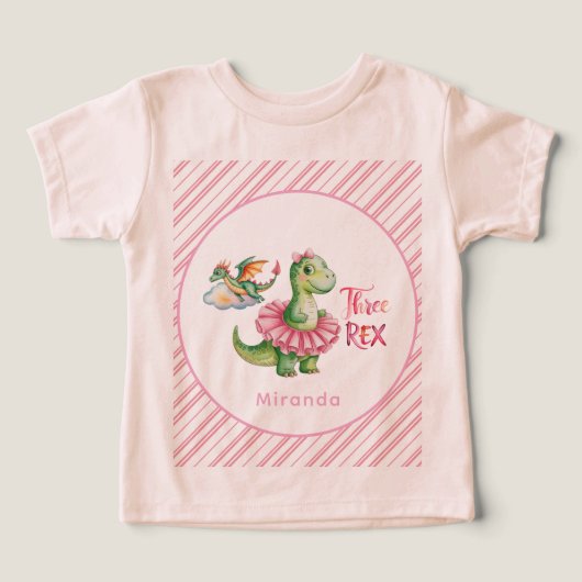 Trois Rex Dinosaur Fille Anniversaire (Design Recto)