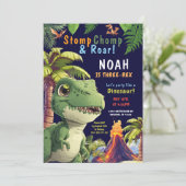 Trois Rex Dinosaur invitation d'anniversaire (Debout devant)