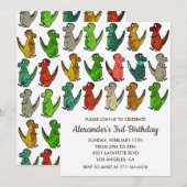 Trois rex invitation d'anniversaire coloré blanc (Devant / Derrière)