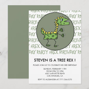 Trois rex invitation d'anniversaire dinosaure 3ème