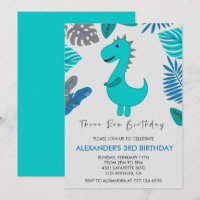 Trois rex invitation d'anniversaire tyrannosaure t