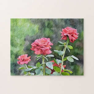 Trois Roses Roses Roses Art Puzzle de jardin