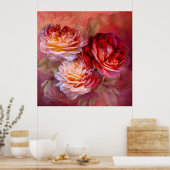 Trois Roses - Rouge - Poster d'Art (Cuisine)