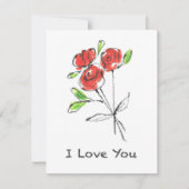 Trois Roses Rouges Bouquet "Je t'aime" Carte (Devant)