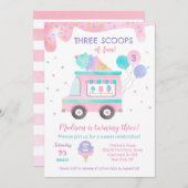 Trois Scoops de plaisir Crème de glace Invitations (Devant / Derrière)