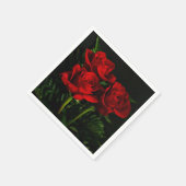 Trois serviettes en papier Roses Rouges (Coin)