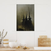 Trois silhouettes de sorcières dans un poster occu (Cuisine)