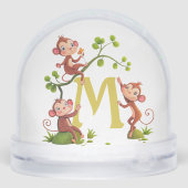 Trois singes chanceux mignons et monogramme (Arrière)