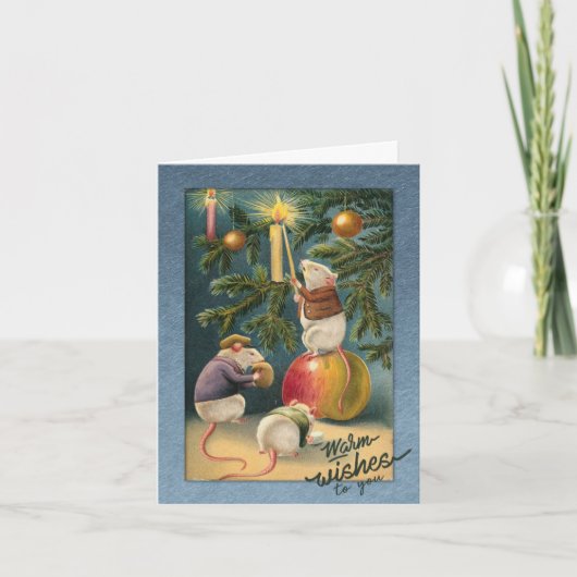 Trois souris Décorent Arbre Carte de Noël (Devant)