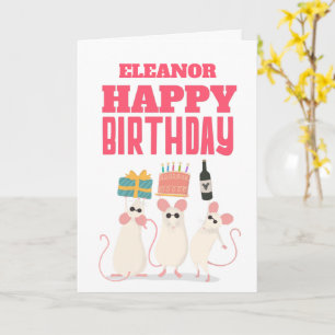Trois souris Nom Adulte Bonne Carte Anniversaire