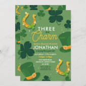 Trois St. Patricks Jour 3e anniversaire Invitation (Devant / Derrière)
