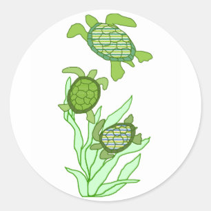 Trois stickers de tortue de mer de suite