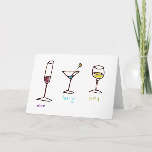 Trois Stooges de Boissons de Dessin Animé Carte de (Devant)