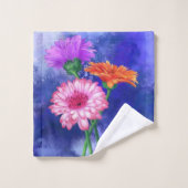 Trois superbes Gerberas de couleurs - Dessin d'art (Gant de toilette)
