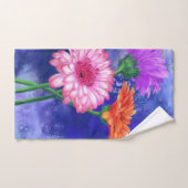Trois superbes Gerberas de couleurs - Dessin d'art (Serviette à main)