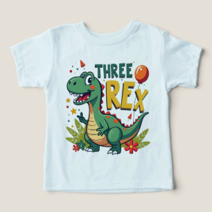 Trois T-Shirt Rex : Trois ans de plaisir Dino!
