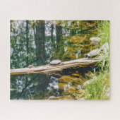 Trois tortues sur un puzzle de rondin (Horizontal)