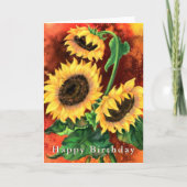 Trois Tournesols Carte d'Anniversaire (Devant)