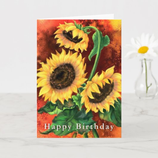 Trois Tournesols Carte d'Anniversaire (Petite plante)