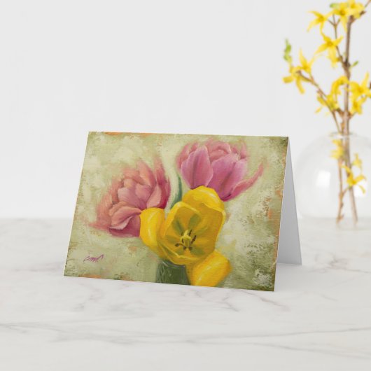 Trois Tulipes Blank Grey et Carte pour notes (Fleur jaune)