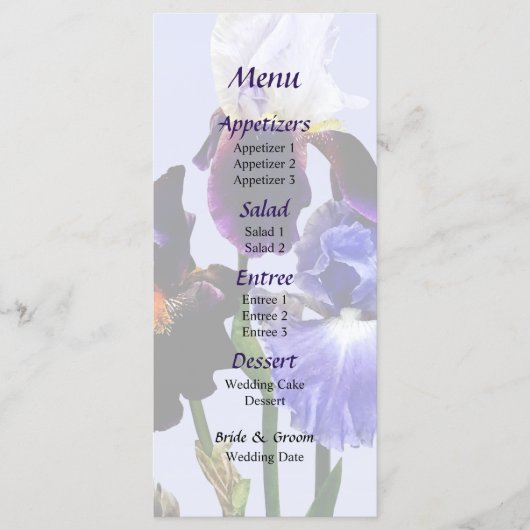 Trois Types de Menu de Mariage Iris (Devant)