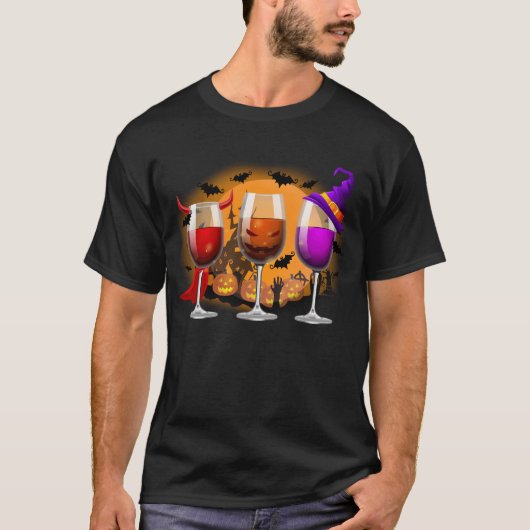 Trois Verres De Vin T-shirt Halloween (Devant)