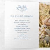 Trois Volets Bleu gris blanc fleur de lis programme de mariage (Intérieur en premier)