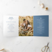 Trois Volets Bleu gris blanc fleur de lis programme de mariage (Intérieur)