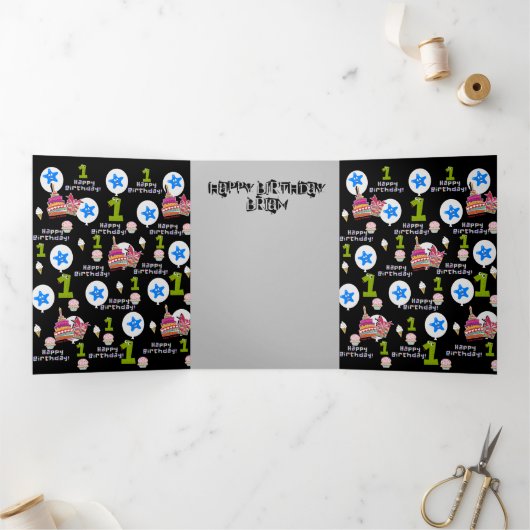 Trois Volets Bonne Carte d'anniversaire, #1 Anniversaire Noir (Intérieur)