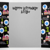 Trois Volets Bonne Carte d'anniversaire, #1 Anniversaire Noir (Intérieur au milieu)