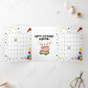 Trois Volets Bonne carte d'anniversaire Mars 2022 Calendrier Tr