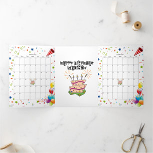 Trois Volets Bonne carte d'anniversaire Octobre 2022 Calendrier