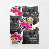 Trois Volets Bonne carte de dame de chat d'anniversaire, dame d (Page de couverture)