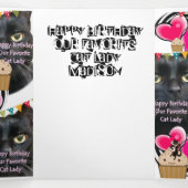 Trois Volets Bonne carte de dame de chat d'anniversaire, dame d (Intérieur au milieu)