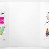 Trois Volets Bonne carte de tri-Fold Anniversaire FUN Cupcake (Intérieur au milieu)