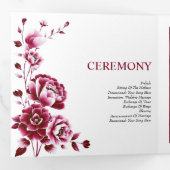 Trois Volets Bourgogne fleurie Chinoiserie programme de mariage (Intérieur en premier)