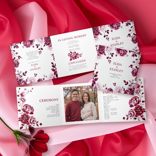 Trois Volets Bourgogne fleurie Chinoiserie programme de mariage