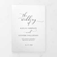 Brochure du programme de mariage triplé blanc élég