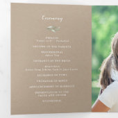 Trois Volets Calligraphie simple programme de mariage de verdur (Intérieur en premier)