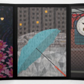 Trois Volets Carte triplée de nuit (Intérieur au milieu)