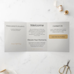 Trois Volets Carte Triptyque Design Minimaliste Élégant Neutre
