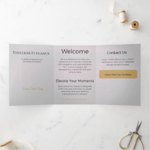 Trois Volets Carte Triptyque Design Minimaliste Élégant Neutre