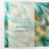 Trois Volets Chic Or Plumes Sweet 16 Party Invitation (Intérieur en premier)