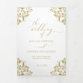 Trois Volets Élégant Livret de Programme de Mariage Triptyque e (Page de couverture)